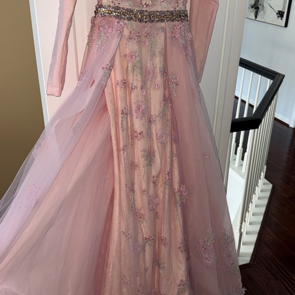Mac Duggal Pink Embellished over skirt gown - Picture 6 of 10